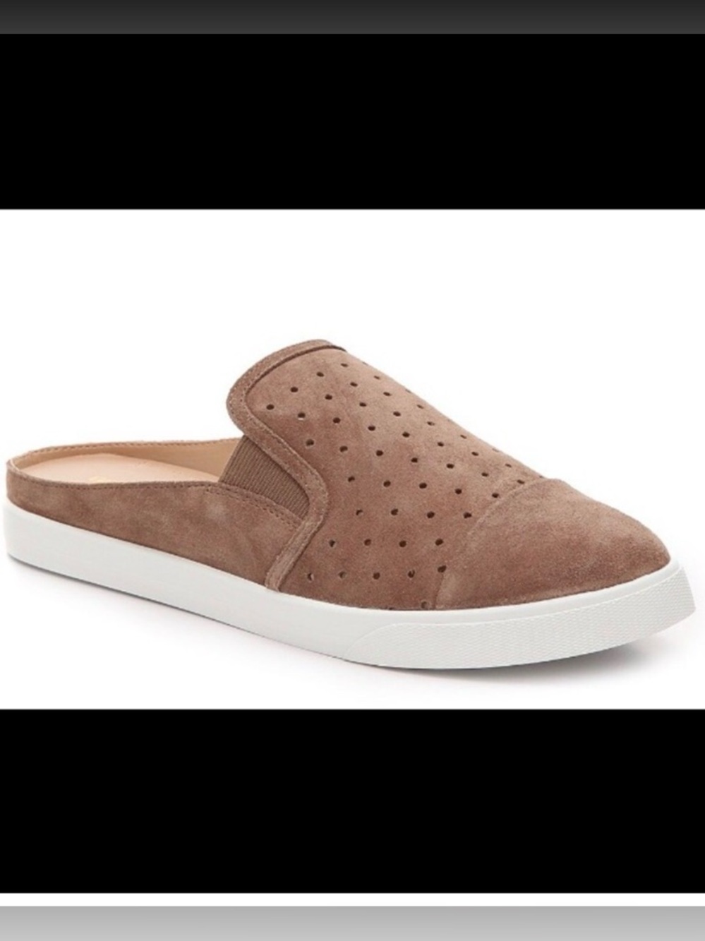 BCBGeneration Taupe Suede Perforated Slip-On Mule